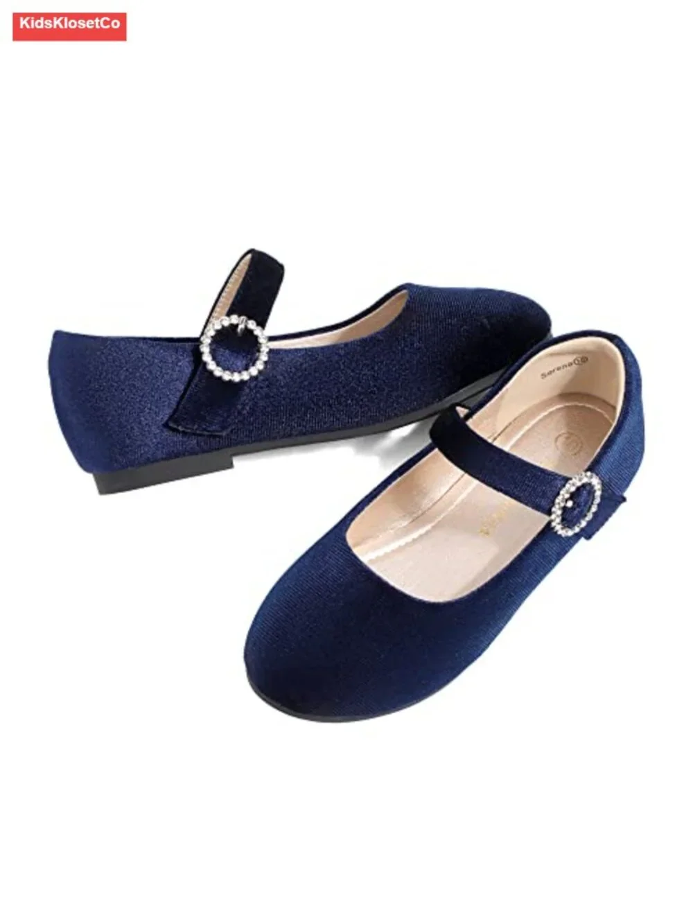 Girls Rhinestone Mary Jane Ballet Flats Dress Shoes Adjustable Hook & Loop,